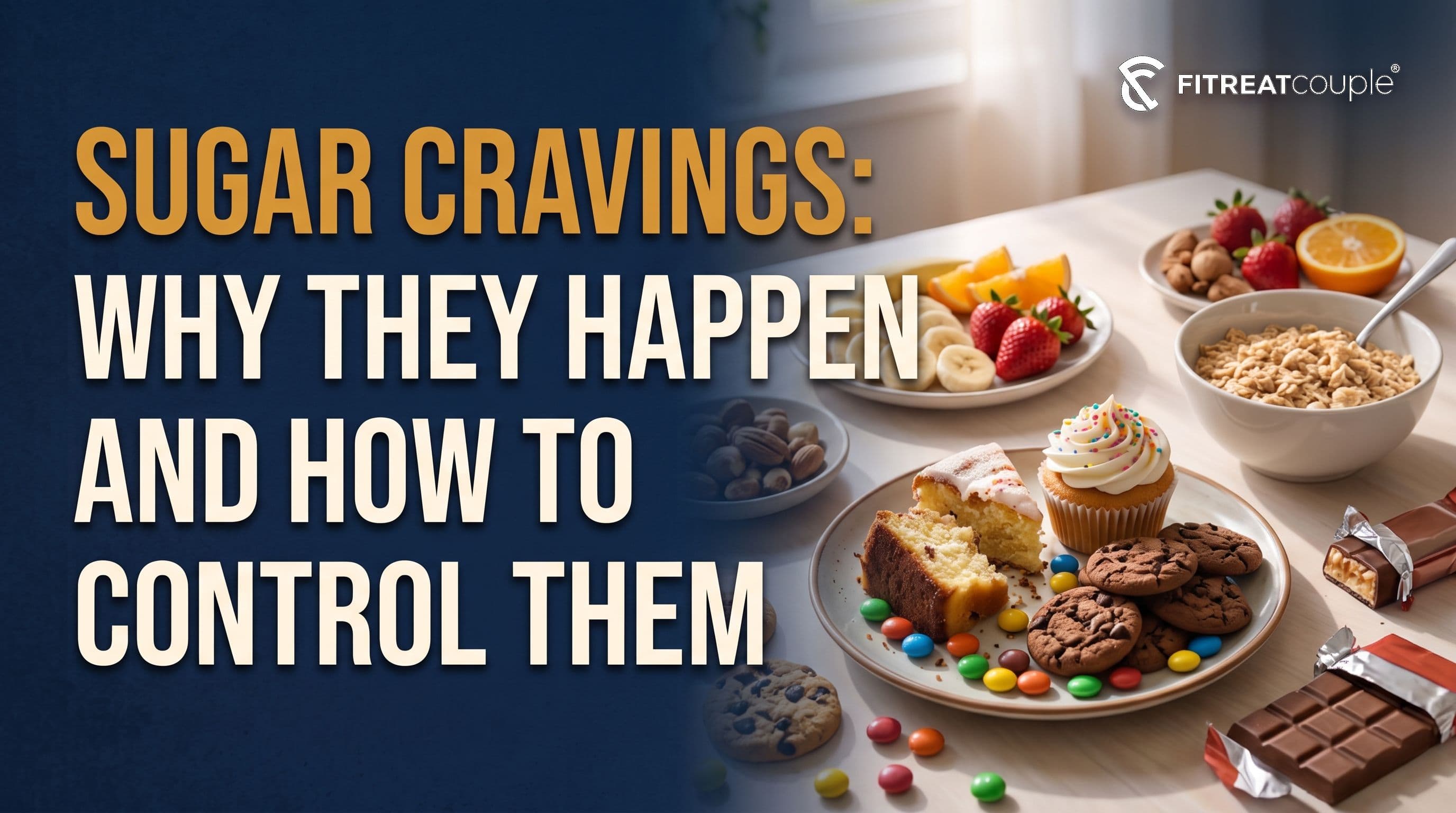 Why sugar cravings happen and how to control them, sweet treats next to healthy food choices
